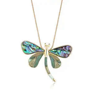 Frauen Insekt Libelle Anhänger Halskette Natürliche Abalone Muschel 2022 Neues einzigartiges Design Muttertag geschenk Frauen Halsketten