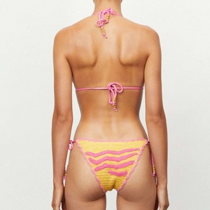 Nouveauté 2025 Bikini en <span class=keywords><strong>crochet</strong></span> personnalisé pour femmes avec bordure perlée Bloc <span class=keywords><strong>de</strong></span> couleur Sexy Maillots <span class=keywords><strong>de</strong></span> <span class=keywords><strong>bain</strong></span> <span class=keywords><strong>de</strong></span> luxe Vêtements <span class=keywords><strong>de</strong></span> plage - Product Image 2