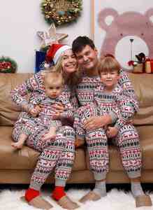 Conjuntos de Pijamas de Natal com Estampa de Floco de Neve, Roupas em Família para o Natal, Pijamas para Pais e Filhos - Product Image 5