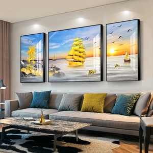 Pittura di cristallo leggera della porcellana del diamante della barca <span class=keywords><strong>a</strong></span> <span class=keywords><strong>vela</strong></span> di lusso leggera per la decorazione del fondo del sofà del salone - Product Image 5
