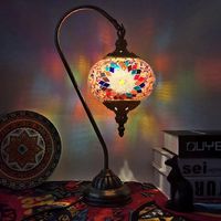 Kit de lampe mosaïque turque LED E14 à brancher, en verre et fer, fait main, pour la décoration intérieure - Grande Vente