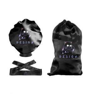 Bonnet en satin personnalisé double couche réversible pour enfants et adultes, foulard, bandeaux, sac en satin, bonnets sur mesure - Product Image 1