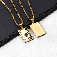 Kalung Liontin Kartu Poker Ace of Spades Baja Anti Karat Gaya Gothic Punk Hip Hop, Perhiasan Fashion, Grosir, Aksesoris DIY Pria