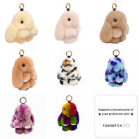 Porte-clés Lapin en Fourrure de Lapin Rex, Charme de Sac Lapin en Peluche Mignon, Pendentif de Sac à Main Moelleux, Accessoire de Mode, Vente en Gros OEM ODM