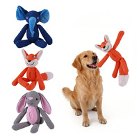 Jouet à mâcher pour chien en peluche gaufrée, interactif et durable, avec compartiment pour friandises et couineur, motifs renard, lapin, éléphant, pour le nettoyage des dents