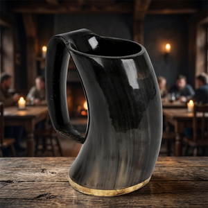 Tazas de Cerveza y Champán Hechas a Mano, Modernas, Pulimentadas, de Cuerno de Búfalo Real, Ecológicas, Impermeables, Personalizables, Imitación Antigua - Product Image 1