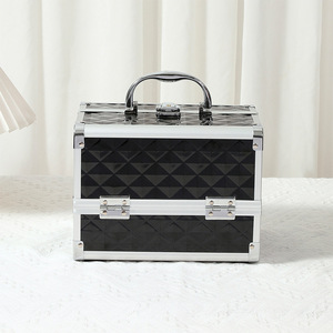 Nouveauté 2025 - Boîte à outils professionnelle en métal pour ongles et cils avec logo personnalisé, grande capacité, étui <span class=keywords><strong>de</strong></span> rangement pour <span class=keywords><strong>maquillage</strong></span>, miroir intégré - Product Image 2
