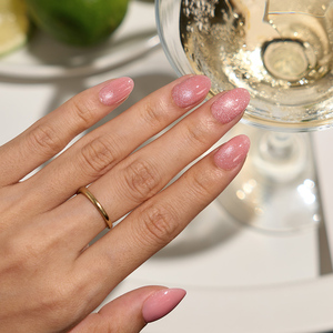 BTArtbox Uñas Postizas Rosa Ojo de Gato, Suministros al por Mayor, Uñas Postizas de Gel Suave Extra Cortas con Brillo y Pegamento - Product Image 1
