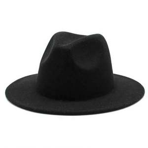 Chapeau Fedora à large bord plat, formel et décontracté, pour adultes unisexes, couleur bordeaux unie, polyester/coton, utilisation 4 saisons, vente en gros - Product Image 2
