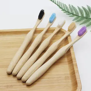 New Disposable Adult Bamboo Toothbrush With Gourd Handle Flat Hair Wool Nylon Bristles For Hotel Use