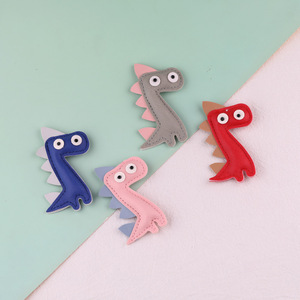 Dinosaur Leather Keychain <b>Red</b> Pink Blue Gray Artificial Leather Irregular Shape Bag Charm Decoration Spring 2024 - Product Image 2