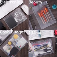Classeur à Feuilles Mobiles A5 avec Poches à 6 Trous, Fermeture à Glissière Transparente, Classeur de Pochettes de Documents en PVC Étanche