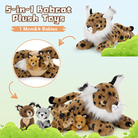 MorisMos Lot de 5 animaux en peluche Lynx Bobcat 18 pouces en coton polyester doux Jouets en peluche pour enfants Cadeau d'anniversaire parfait pour les garçons