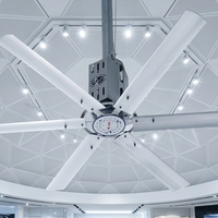 Industrieller HVLS-Deckenventilator 12ft Raddurchmesser 8000m/min Luftstrom 38dB Geräuschpegel Aluminiumlegierung Konstruktion Touch-Steuerung Kugellager