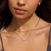 Collier pendentif couronne superposé en argent sterling 925 plaqué or pour femme Gemnel