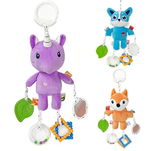 Poussette lit suspendu suspendu couleur anneau de dentition apaisant en peluche poupée poussette hochet bébé pendentif jouets en gros