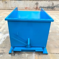Bac basculant pour chariot élévateur, capacité 1 mètre cube, robuste, à basculation automatique