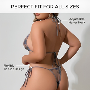 <span class=keywords><strong>Ensemble</strong></span> de lingerie en maille florale brodée 3D, transparent, respirant, <span class=keywords><strong>soutien</strong></span>-<span class=keywords><strong>gorge</strong></span> et <span class=keywords><strong>culotte</strong></span>, grande taille, vêtements de nuit pour femmes, sous-vêtements - Product Image 3
