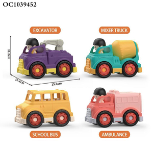 Camion jouet pour enfants, modèle de dessin animé cool, avec fonctions de roue libre, excavatrice, mélangeur, autobus scolaire, <span class=keywords><strong>ambulance</strong></span>, fabriqué en Chine - Product Image 5