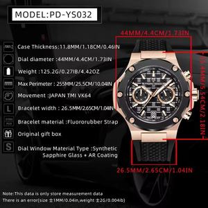 Reloj Cronógrafo de Acero Inoxidable para Hombre PAGANI DESIGN, Caja Octogonal de 45 mm, Correa de Silicona, Esfera Analógica de Cuarzo Deportiva - Product Image 6