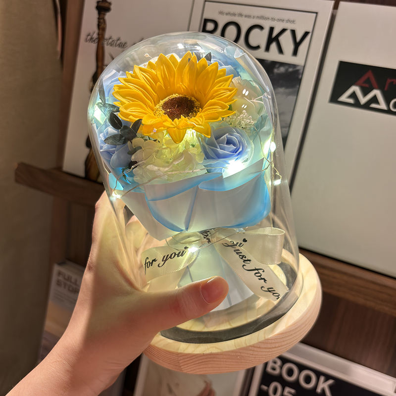 หัวใจสู่ดวงอาทิตย์-ดอกทานตะวัน-ถุงของขวัญขนาดใหญ่-การ์ดอวยพร