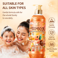 Savon liquide pour le corps en marque privée, gel douche exfoliant hydratant et nourrissant au cacao, nicotinamide et vitamine B3