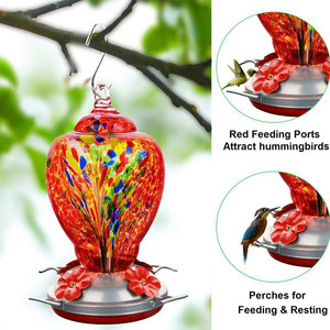 Mangeoire <span class=keywords><strong>à</strong></span> colibris pour l'extérieur, patio, grande capacité de 32 onces, en métal coloré avec <span class=keywords><strong>verre</strong></span>, écologique, <span class=keywords><strong>à</strong></span> suspendre - Product Image 6