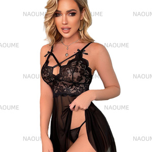 2024 nuova vendita calda femminile biancheria erotica da donna camicia da notte perizoma Set Sexy biancheria da notte in pizzo lingerie sexy per le donne - Product Image 3