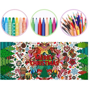 Poster de coloriage personnalisé <span class=keywords><strong>Joyeux</strong></span> Noël, papier à <span class=keywords><strong>dessin</strong></span> DIY, bannière vierge à colorier, nappe à colorier pour la décoration murale de la maison et de l'école - Product Image 2