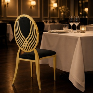 Chaises de salle à manger modernes en acier inoxydable, chaises à dossier pour banquets, hôtels, mariages et événements (à louer) - Product Image 4