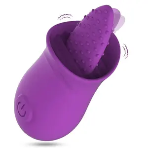 Asli 10 mode getaran kuat Vibrator lidah klitoris, Stimulator klitoris klitoris Mini pemijat Anus puting untuk wanita