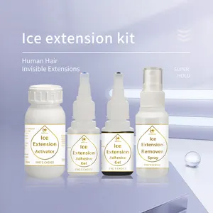 Ice hair extension adesivo colla nera clear gel activator remover spray Ice hair extension gel kit