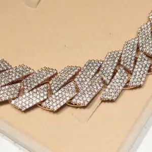 Collana in argento Sterling Moissanite collana Moissanite personalizzata catena a maglia cubana ghiacciata da 20mm