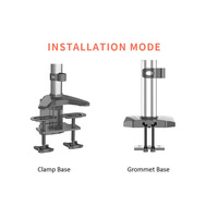 Support triple moniteur inclinable 15° avec fixation par pince en C, capacité de charge 8 kg, support d'écran 32 pouces, en alliage d'aluminium, VESA 75/100 mm, en stock