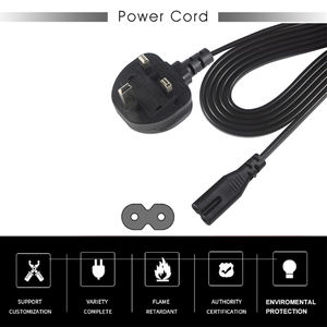 Vente directe d'usine 6Ft UK 3 broches vers câble d'alimentation IEC C7 250V pour l'utilisation de l'ordinateur 100% veste en PVC en cuivre pur - Product Image 2