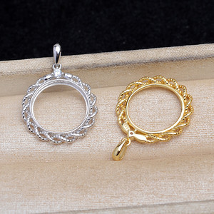 มาเบกงจี้สแตนเลสชุบเงินทรงวงกลมวินเทจชุดเครื่องประดับ DIY 15.5-15.7 มม. - Product Image 2