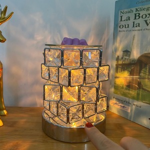 Lámpara de <span class=keywords><strong>Cristal</strong></span> Cuadrada, Cubo Mágico, Mineral Metálico, Cristales Naturales Ligeros, Lámpara de Mesa para <span class=keywords><strong>Hotel</strong></span> o Mesita de Noche - Product Image 2