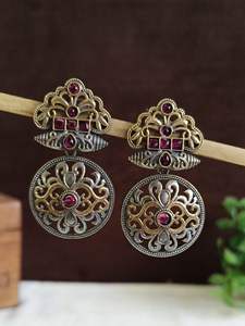 Pendientes indios plata oxidada Floral verde Kundan y pendientes redondos blancos para mujer producto a granel hecho a mano - Product Image 4