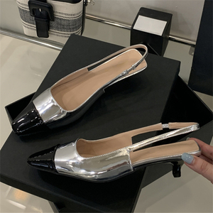 XSD High-End Custom Women's Summer Sandals European American Black White Low-Heeled <b>Mules</b> <b>Closed</b>-<b>Toe</b> High Top Comfortable Design - Product Image 3