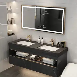 意大利豪华设计师悬挂梳妆台浴室柜带发光二极管镜子豪华浴室镜