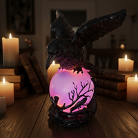 Gothic Raven Resin Figurine Lamp - Witchy Home Decor Gift - Handcrafted Custom Wholesale OEM