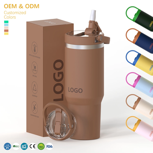 Vaso Térmico de Acero Inoxidable de Doble Pared con Asa Portátil, Personalizable con Logotipo, 32oz, 24oz, 20oz, 16oz, para Bebidas Frías y Calientes - Product Image 1