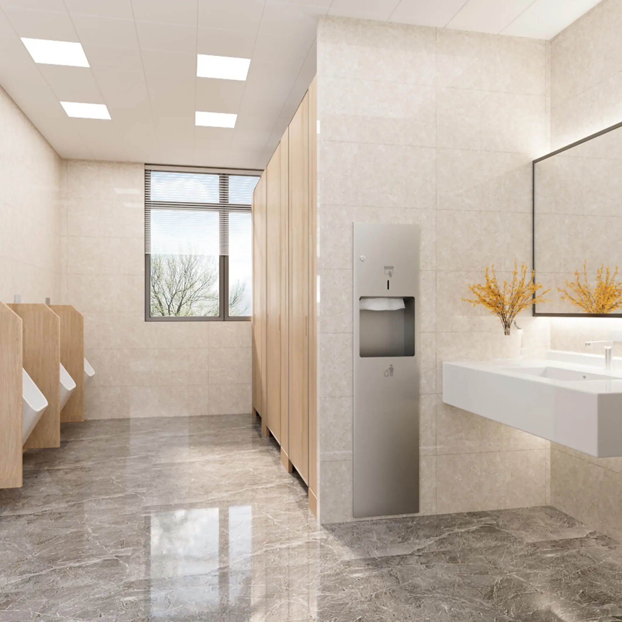 Accessori per il bagno pubblico in acciaio inossidabile 304 montaggio a parete Z Fold dispenser di asciugamani di carta igienica con bidone della spazzatura