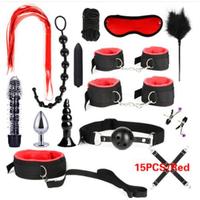 Vente en Gros de Produits Sexuels Jouets Érotiques pour Adultes Set d'Équipement BDSM de Contrainte Menottes Pinces à Tétons Bâillon Fouet Corde Jouets Sexuels pour Couples