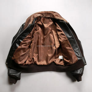 جاكيت للدراجات النارية شوت G1 بحجم الولايات المتحدة ، جاكيت نسائي من جلد طبيعي بني وياقة من الجلد الطبيعي قابلة للفصل - Product Image 2