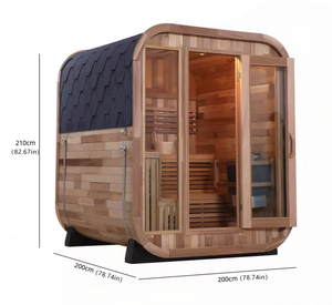 Sauna à vapeur carré en bois massif, 4 personnes, directement de l'usine, pour une revitalisation physique, sauna abordable pour une escapade spa à domicile - Product Image 2
