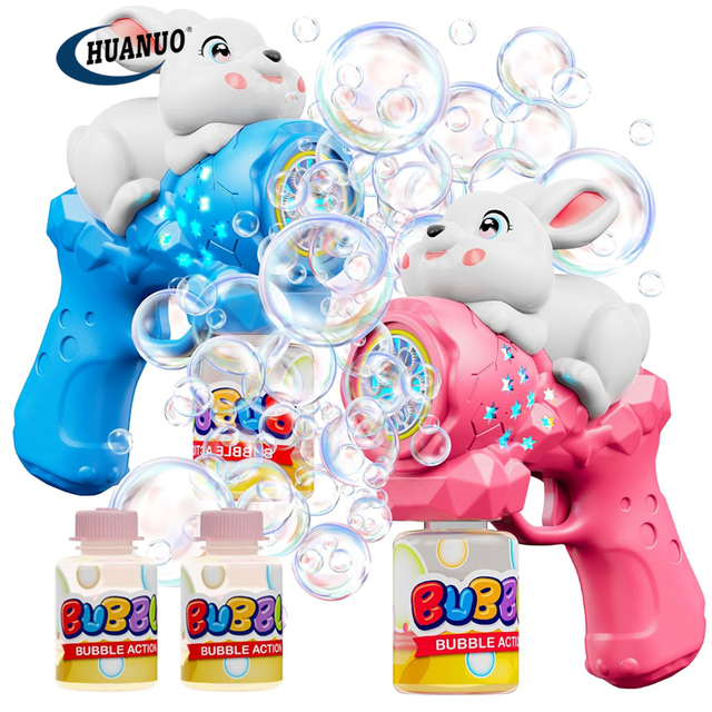 Summer Toys Bubble Gun for Kids with LED Light & Rechargeable 16 Hole Automatic Bubble Machine Gun for Kid Bubble Gun for Kids