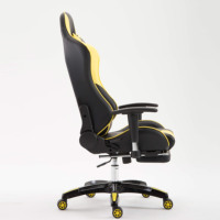 Chaise d'e-sport avec siège en mousse moulée, dossier ergonomique et accoudoirs 2D réglables, support pour adultes, chaise de jeu jaune