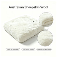 Coussin de siège en peau de mouton australienne de qualité supérieure, 20 mm, en laine douce, avec mousse haute résilience de 8 cm et dos antidérapant
