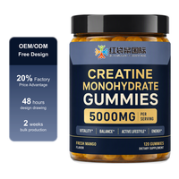 Gummies de Créatine Monohydrate 5000mg par supplément personnalisé sous marque privée OEM, Qualité 100000, Atelier Propre, 120 unités, Direct Usine